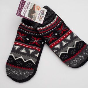 Muk Luks slipper socks - black/red - āMore Coffeeā
